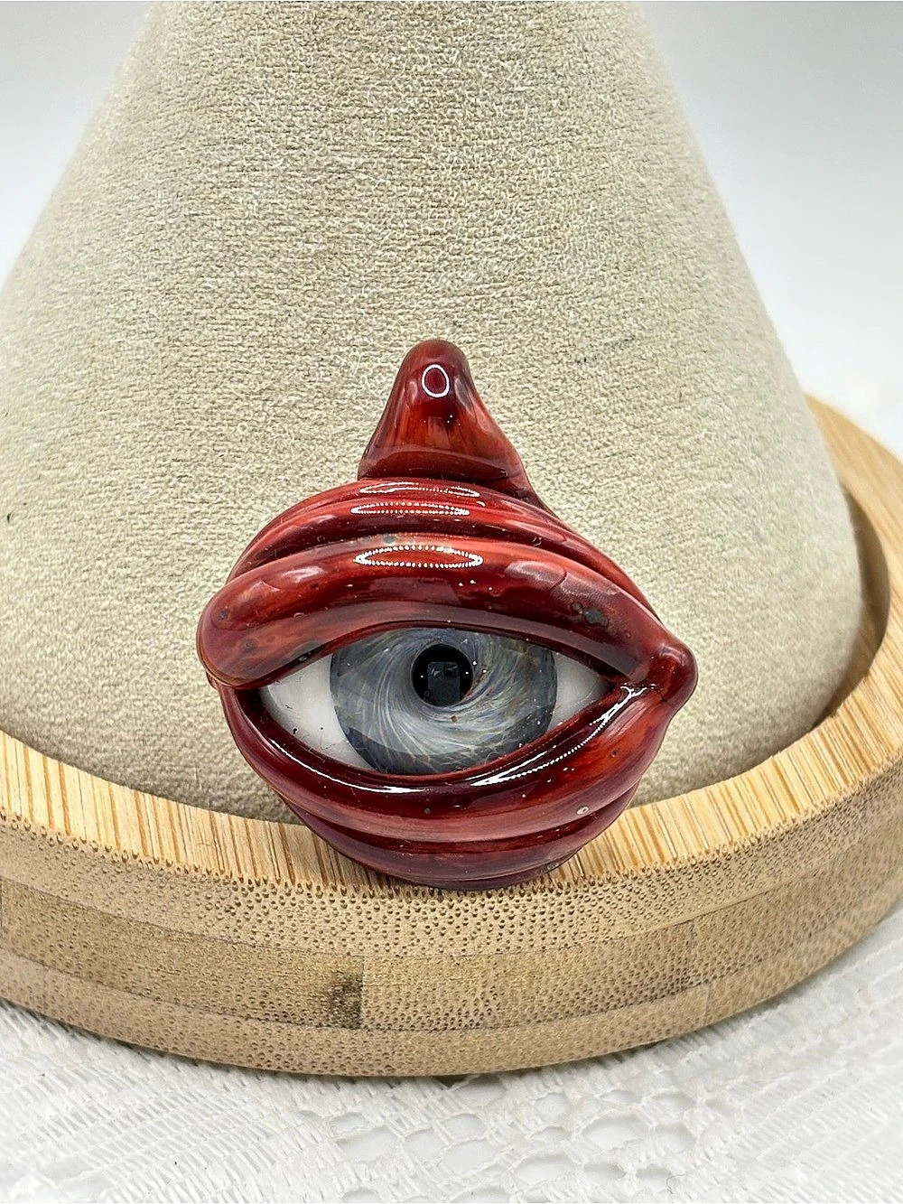 Artisan Glass Eye Pendant Slider - oddity jewelry